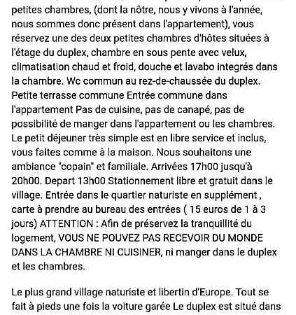 Nocleg ze śniadaniem D'hotes Naturiste, Village Naturiste Cap D'agde, Draps, Serviette, Cafe, Menage Inclus En Fin De Sejour