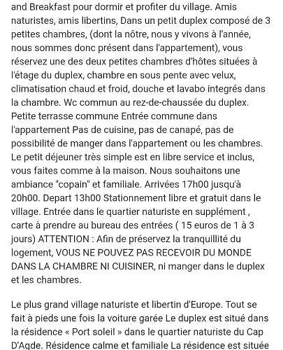 B&B D'hotes Naturiste, Village Naturiste Cap D'agde, Draps, Serviette, Cafe, Menage Inclus En Fin De Sejour *